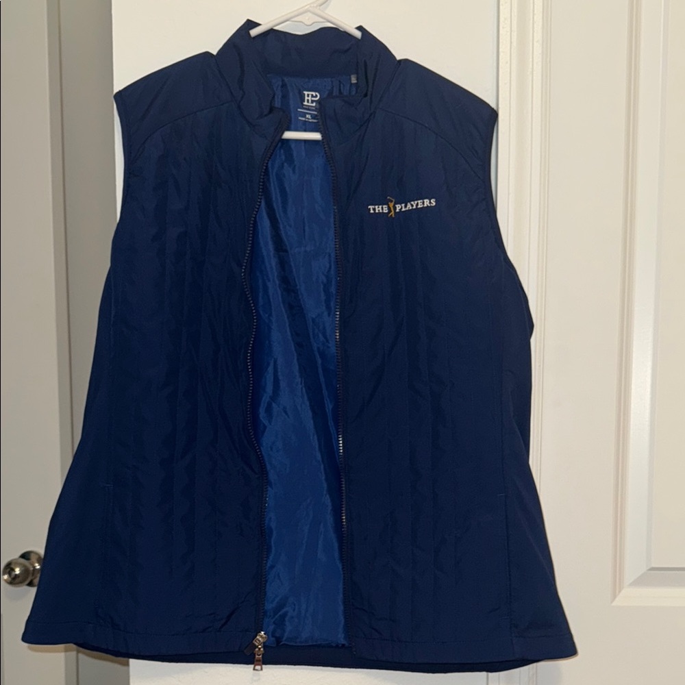 PGA Tour Blue Sleeveless Vest with Stand-Up Collar